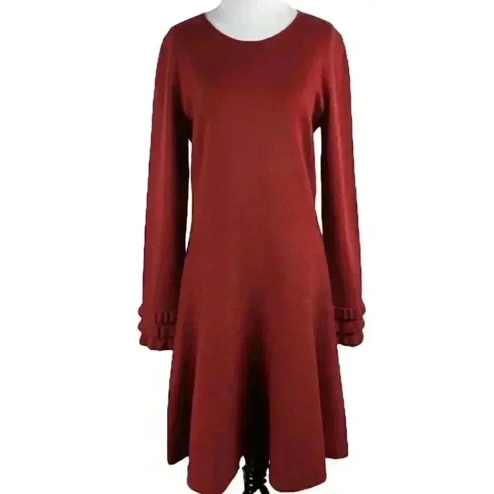 Akris Punto womens dress size 10 ruby red 95% wool career